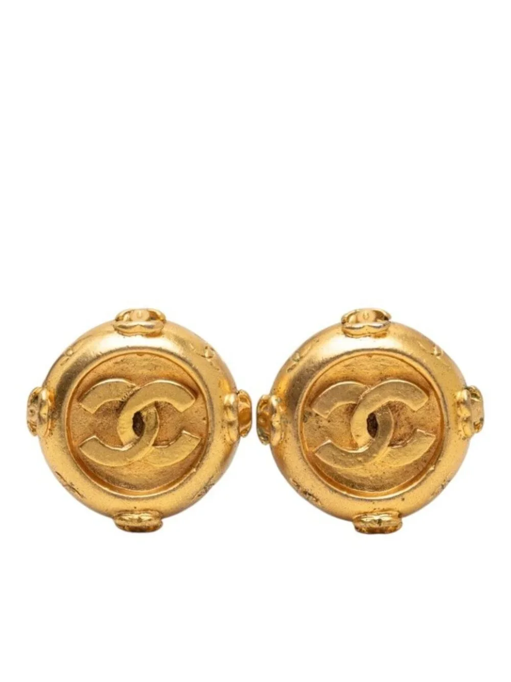 Chanel CC Logo Earrings Gold Plated